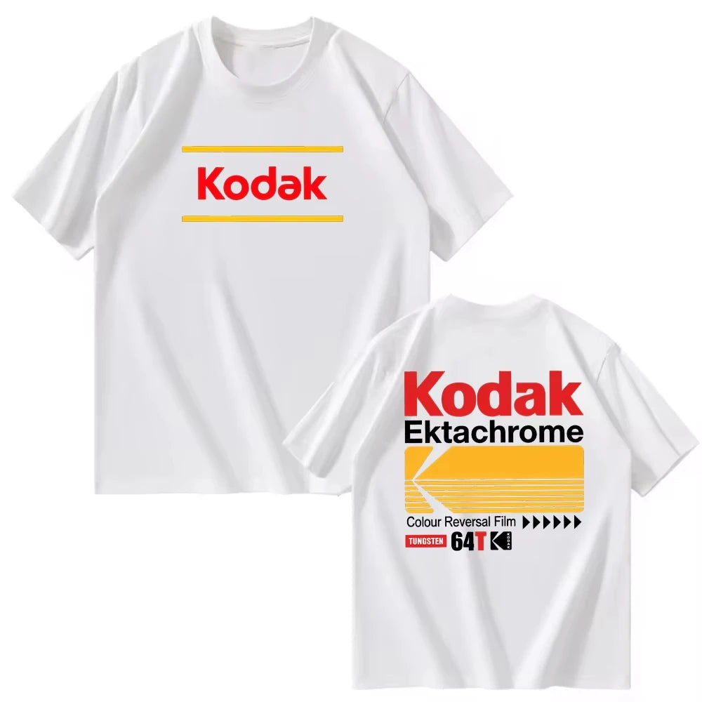 Kodak Polychrome Rainbow Back Print Unisex Cotton T Shirt Vintage Retro Short Sleeve Tee Y2K  Casual Streetwear Film Graphic Top