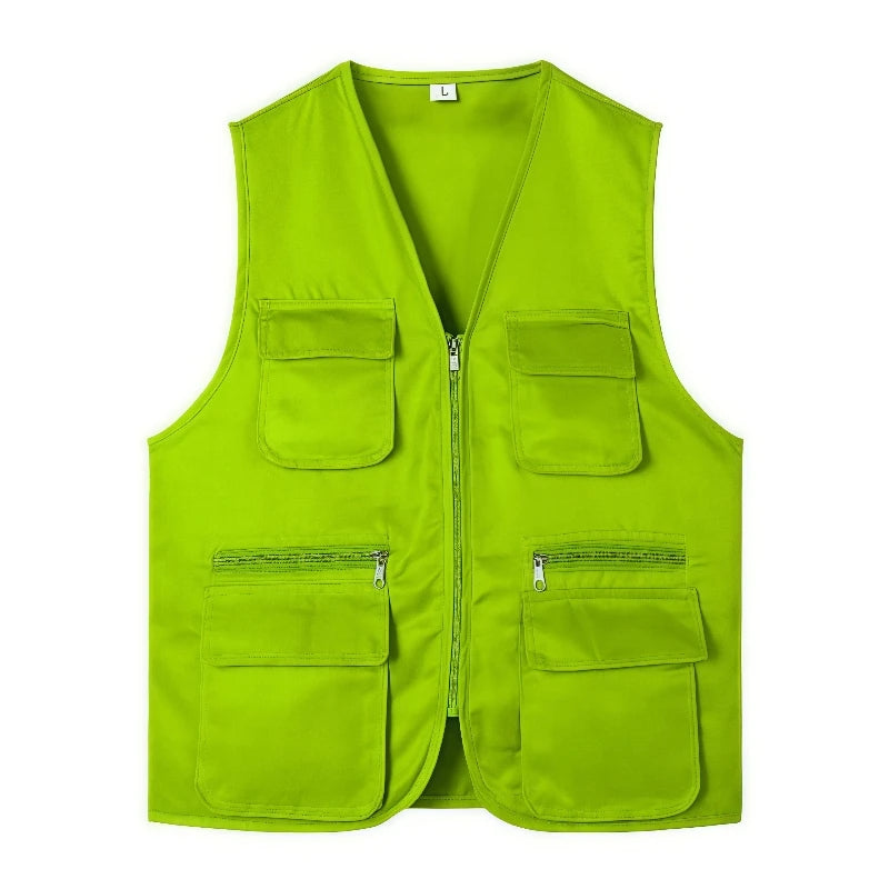 2025 New Outdoor Male Casual Summer Big Size Cotton Sleeveless Work Vest Men Multi Pocket Photograph Waistcoat